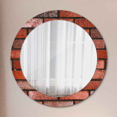 Okroglo stensko okrasno ogledalo Rdeča opeka