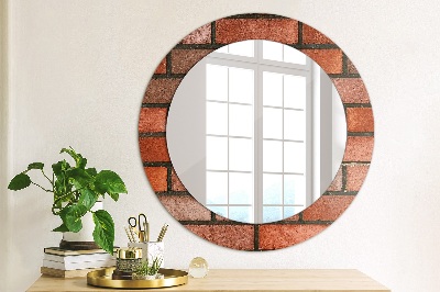 Okroglo stensko okrasno ogledalo Rdeča opeka