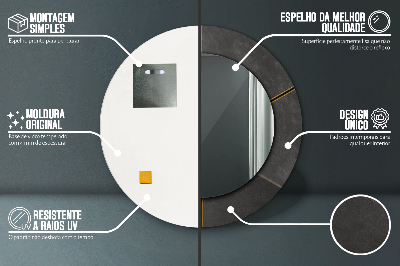 Okroglo stensko okrasno ogledalo Sivi trikotniki