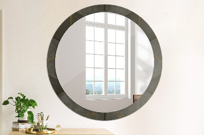 Okroglo stensko okrasno ogledalo Sivi trikotniki