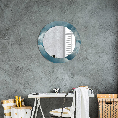 Tiskano okroglo ogledalo Blue onyx marmor