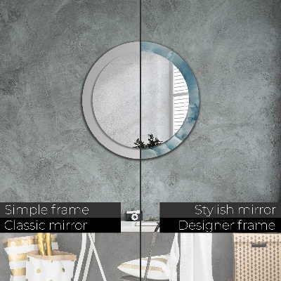 Tiskano okroglo ogledalo Blue onyx marmor