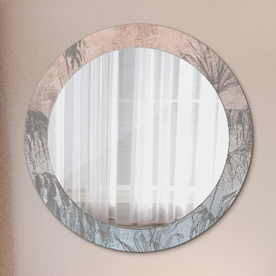 Okroglo ogledalo s potiskanim okvirjem Tropske rože