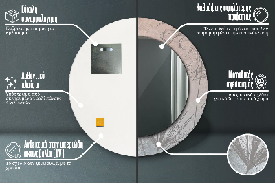 Okroglo ogledalo s potiskanim okvirjem Tropske rože