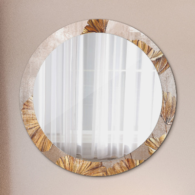 Okroglo stensko okrasno ogledalo Zlati listi