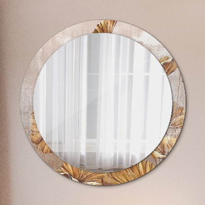 Okroglo stensko okrasno ogledalo Zlati listi