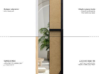 Samostoječe ogledalo s hrastovim okvirjem 36x156 cm