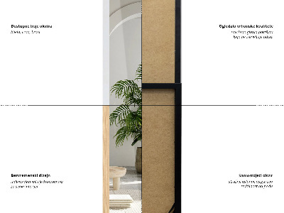 Samostoječe ogledalo s hrastovim okvirjem 36x156 cm