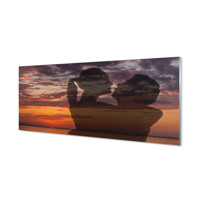 Slika na akrilnem steklu Sky oblaki morje ljudi