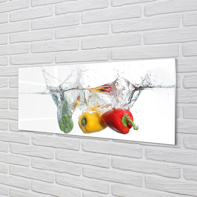 Slika na akrilnem steklu Barvne papriko v vodi