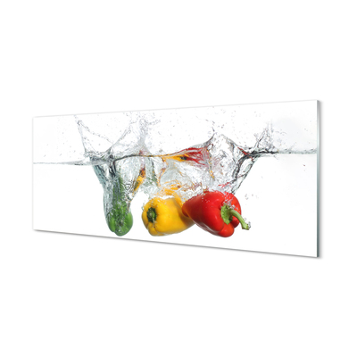 Slika na akrilnem steklu Barvne papriko v vodi