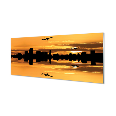 Slika na akrilnem steklu Letalo mesto sonce