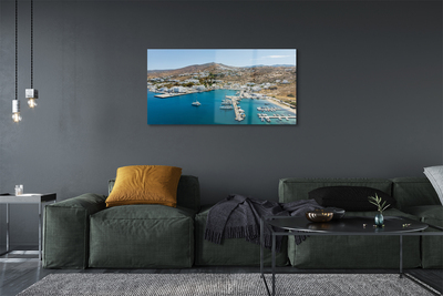 Slika na akrilnem steklu Grčija obala gorsko mesto