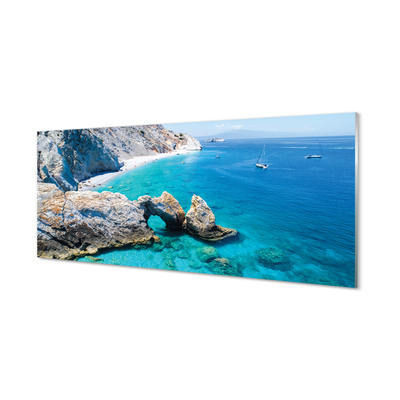 Slika na akrilnem steklu Grčija na plaži ob morju