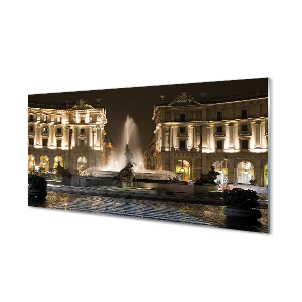 Slika na akrilnem steklu Rim fountain trg ponoči