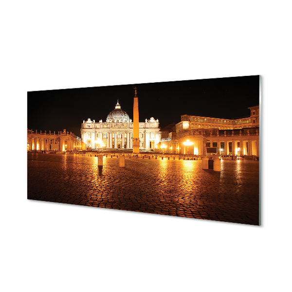 Slika na akrilnem steklu Rim bazilika trg ponoči