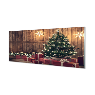 Slika na akrilnem steklu Darila božič drevo dekoracijo plošče