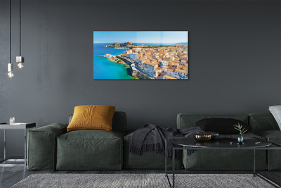 Slika na akrilnem steklu Grčija morska obala mesto