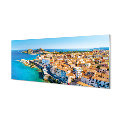 Slika na akrilnem steklu Grčija morska obala mesto