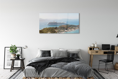 Slika na akrilnem steklu Otok ladja gorsko morje