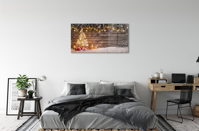 Slika na akrilnem steklu Božično drevo decoration sneg
