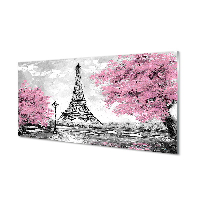 Slika na akrilnem steklu Pariz spomladi drevo