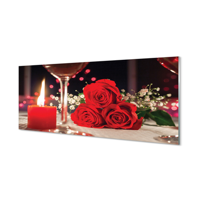 Slika na akrilnem steklu Roses sveča steklo