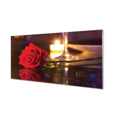 Slika na akrilnem steklu Rose sveča steklo