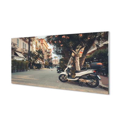 Slika na akrilnem steklu Motocikli mesto palm poletja