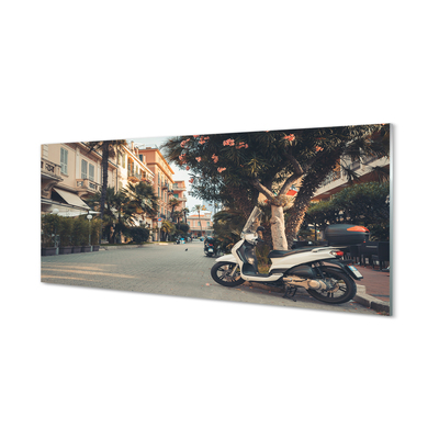 Slika na akrilnem steklu Motocikli mesto palm poletja