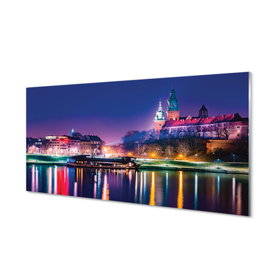 Slika na akrilnem steklu Krakov mesto noč reka