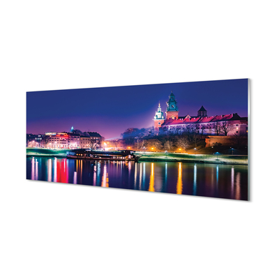 Slika na akrilnem steklu Krakov mesto noč reka