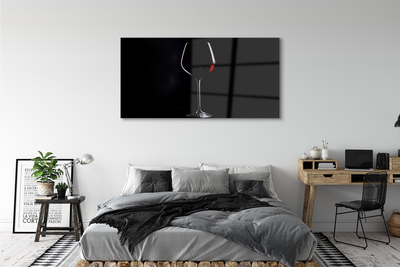 Slika na akrilnem steklu Črno ozadje s kozarcem vina