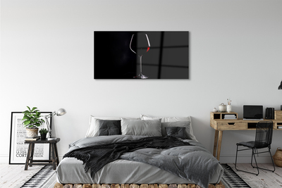 Slika na akrilnem steklu Črno ozadje s kozarcem vina