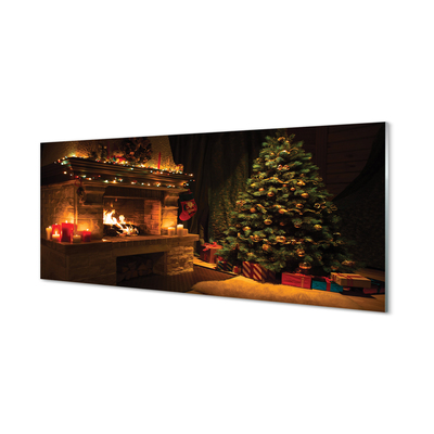 Slika na akrilnem steklu Okraski za božično drevesce kamin darila