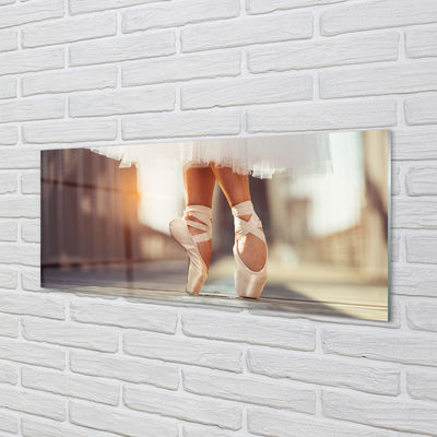 Slika na akrilnem steklu Beli balet čevlji ženski noge