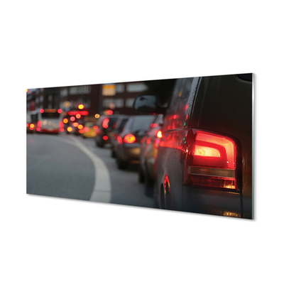 Slika na akrilnem steklu Avtomobili iz plute mestne ulične svetilke