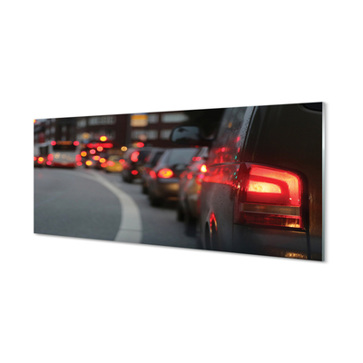 Slika na akrilnem steklu Avtomobili iz plute mestne ulične svetilke
