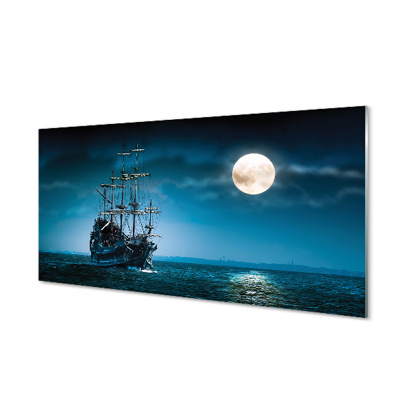 Slika na akrilnem steklu Morje mesto luna ladja