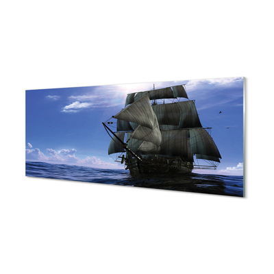 Slika na akrilnem steklu Morje ladja oblak