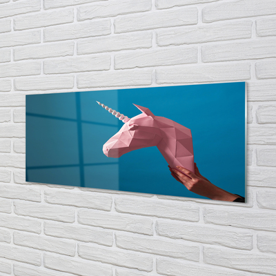 Slika na akrilnem steklu Pink samorog origami