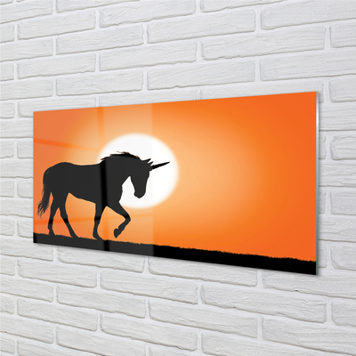 Slika na akrilnem steklu Sunset unicorn