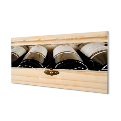 Slika na akrilnem steklu Steklenice vina v škatli