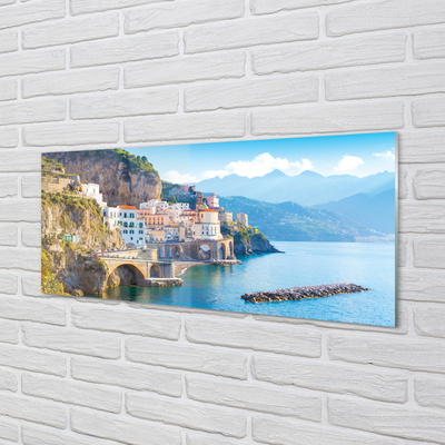 Slika na akrilnem steklu Italija obala morje stavbe
