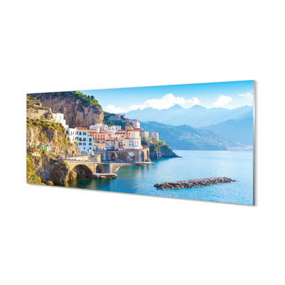 Slika na akrilnem steklu Italija obala morje stavbe
