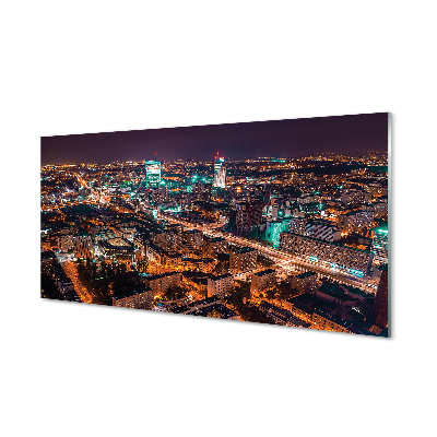 Slika na akrilnem steklu Varšava mesto noč panorama