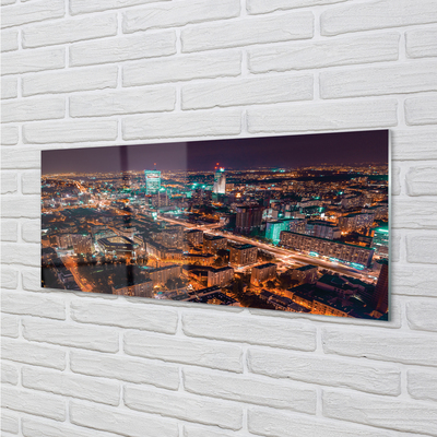 Slika na akrilnem steklu Varšava mesto noč panorama