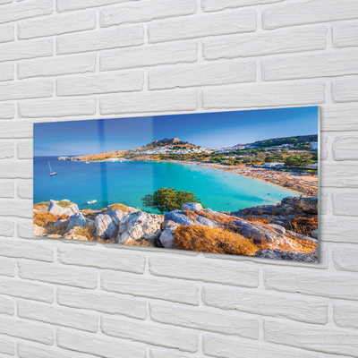 Slika na akrilnem steklu Grčija obala plaža panorama