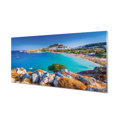 Slika na akrilnem steklu Grčija obala plaža panorama
