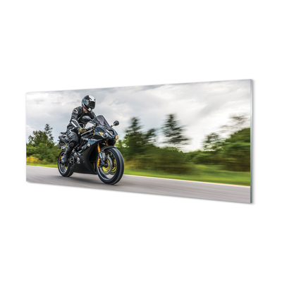 Slika na akrilnem steklu Motorcycle cestni oblaki nebo